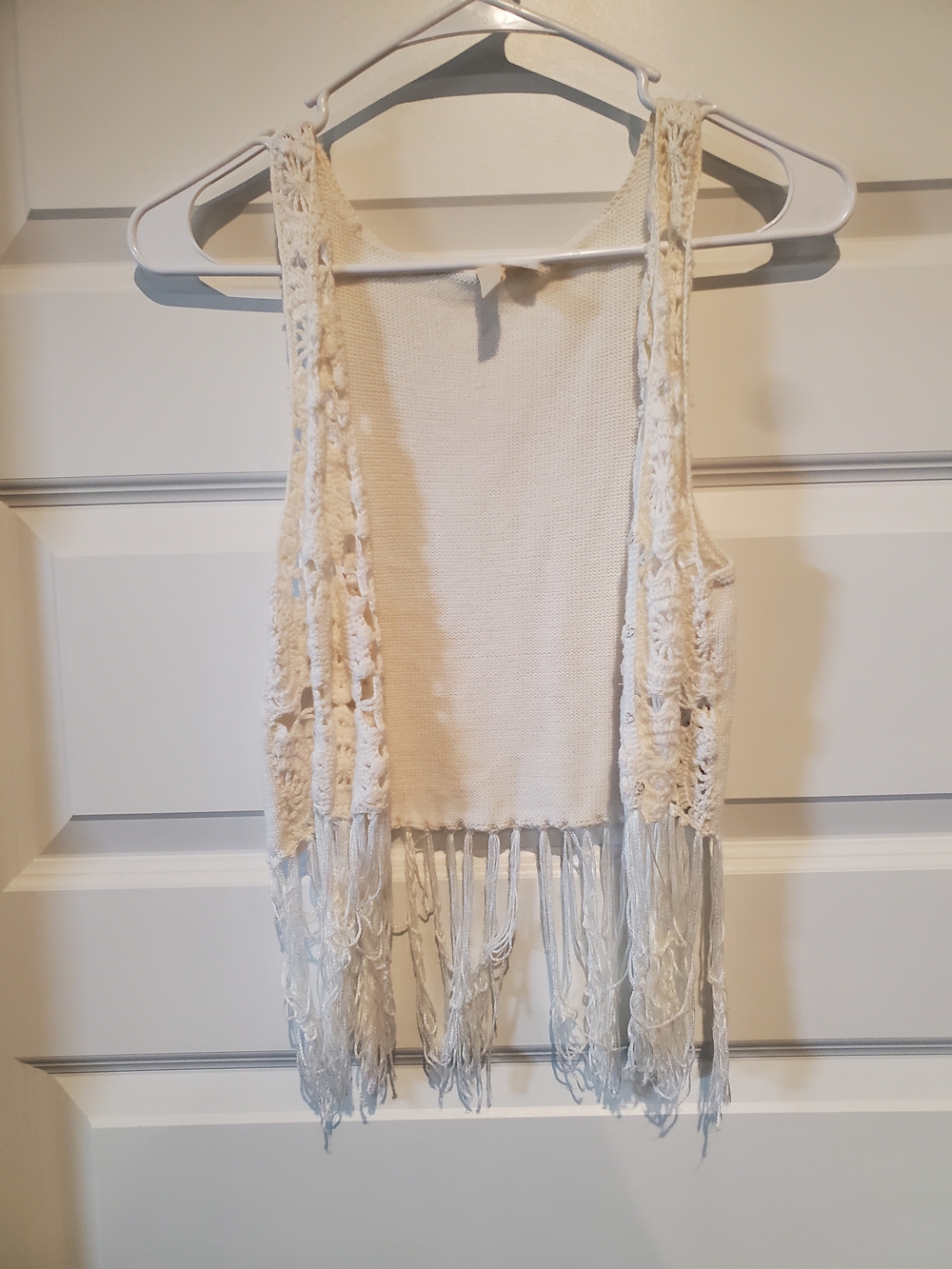 H&M Cream Crochet Fringe Vest